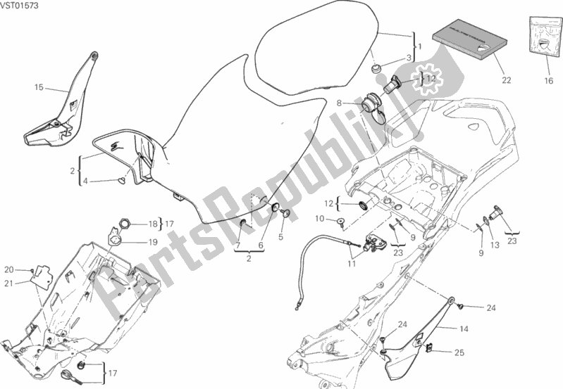 Todas las partes para Asiento de Ducati Multistrada 1200 Enduro Touring Brasil 2019